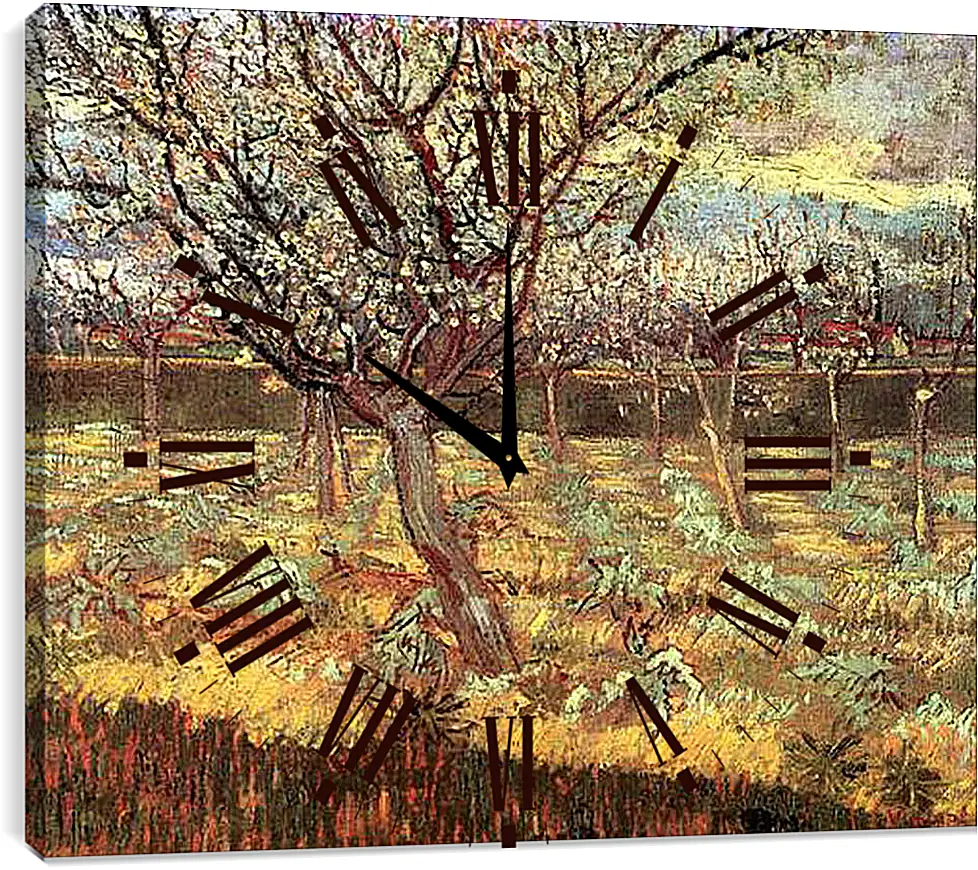 Часы картина - Apricot Trees in Blossom 2. Винсент Ван Гог