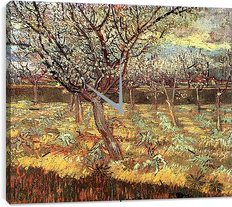 Часы картина - Apricot Trees in Blossom 2. Винсент Ван Гог