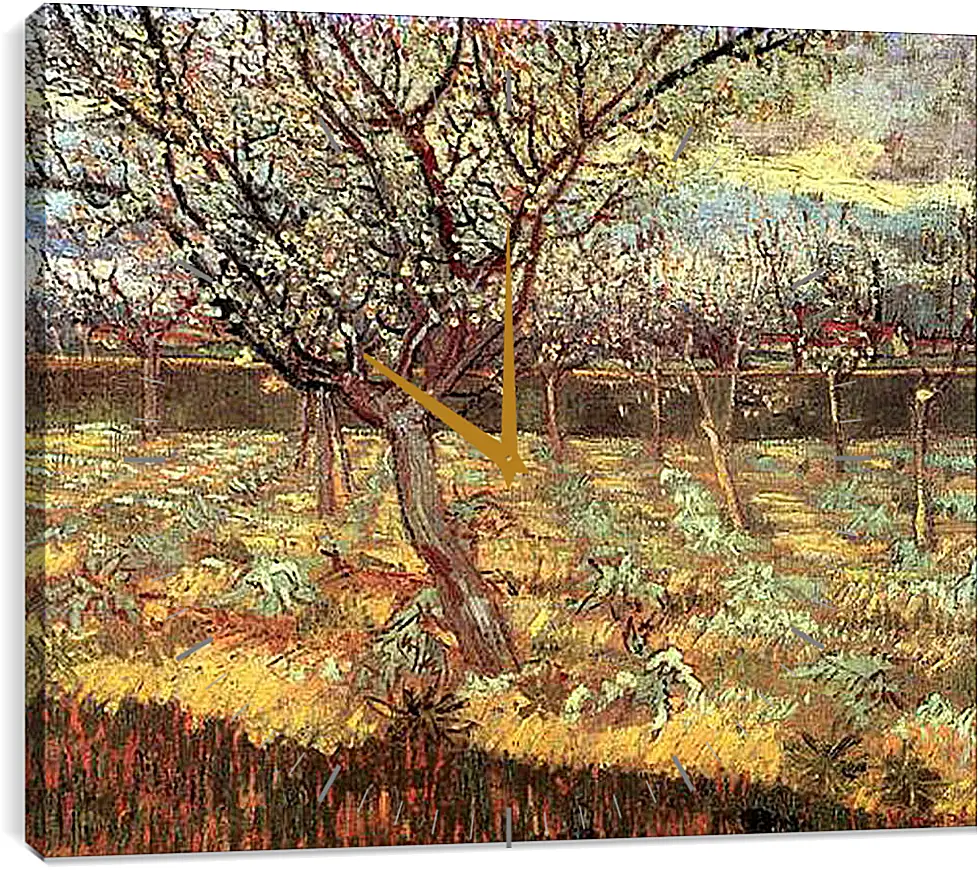 Часы картина - Apricot Trees in Blossom 2. Винсент Ван Гог