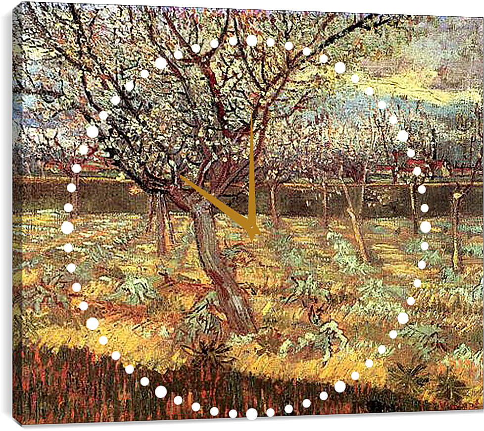 Часы картина - Apricot Trees in Blossom 2. Винсент Ван Гог