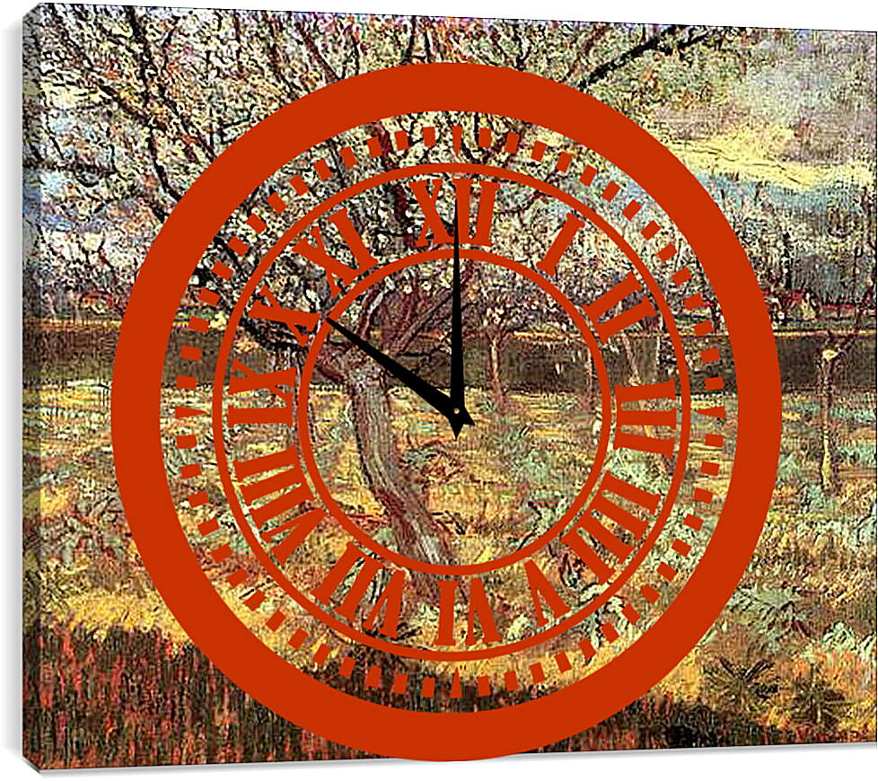 Часы картина - Apricot Trees in Blossom 2. Винсент Ван Гог