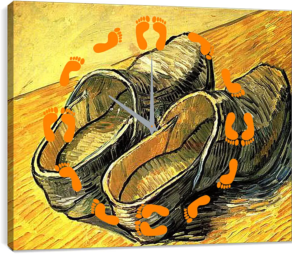 Часы картина - A Pair of Leather Clogs. Винсент Ван Гог