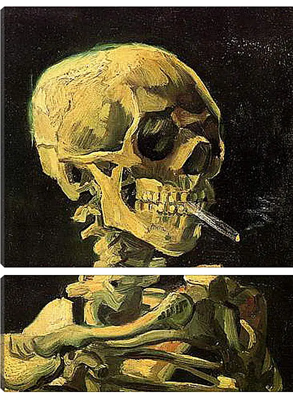 Модульная картина - Skull with Burning Cigarette. Винсент Ван Гог