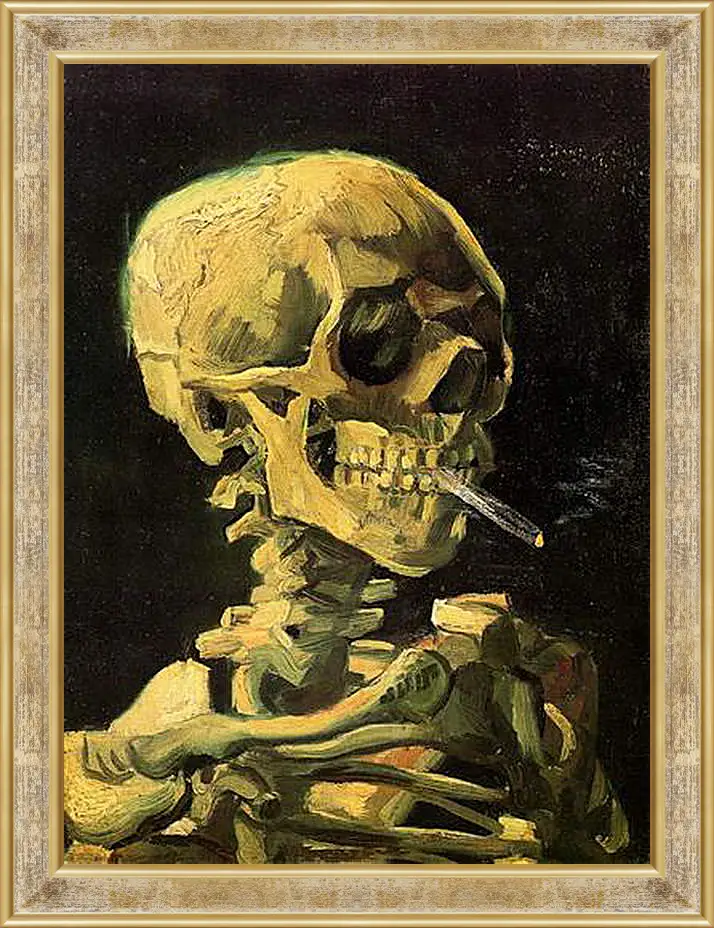 Картина в раме - Skull with Burning Cigarette. Винсент Ван Гог