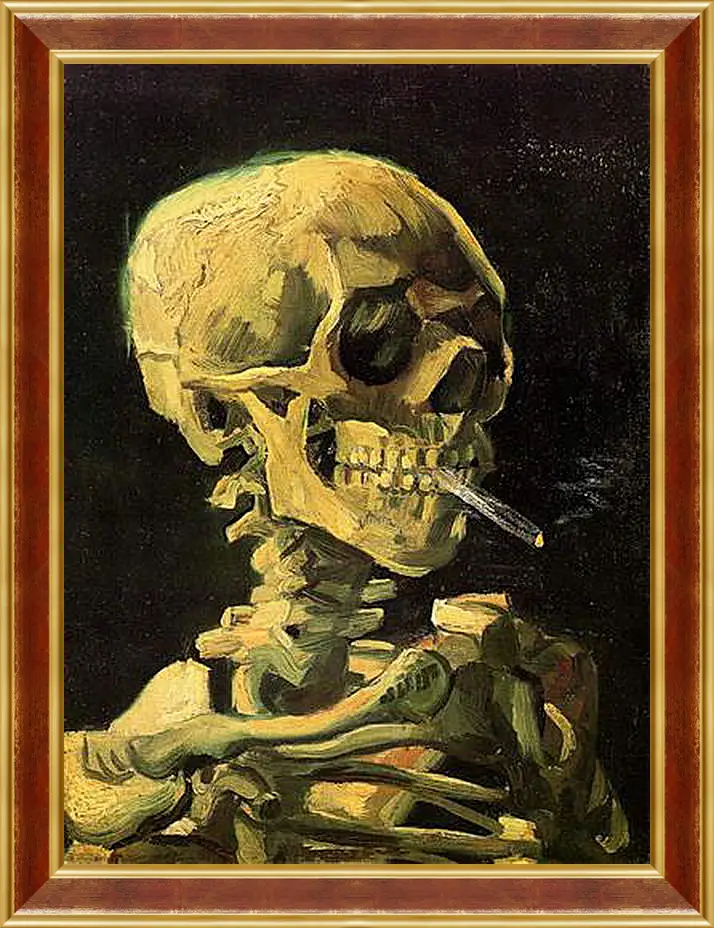 Картина в раме - Skull with Burning Cigarette. Винсент Ван Гог