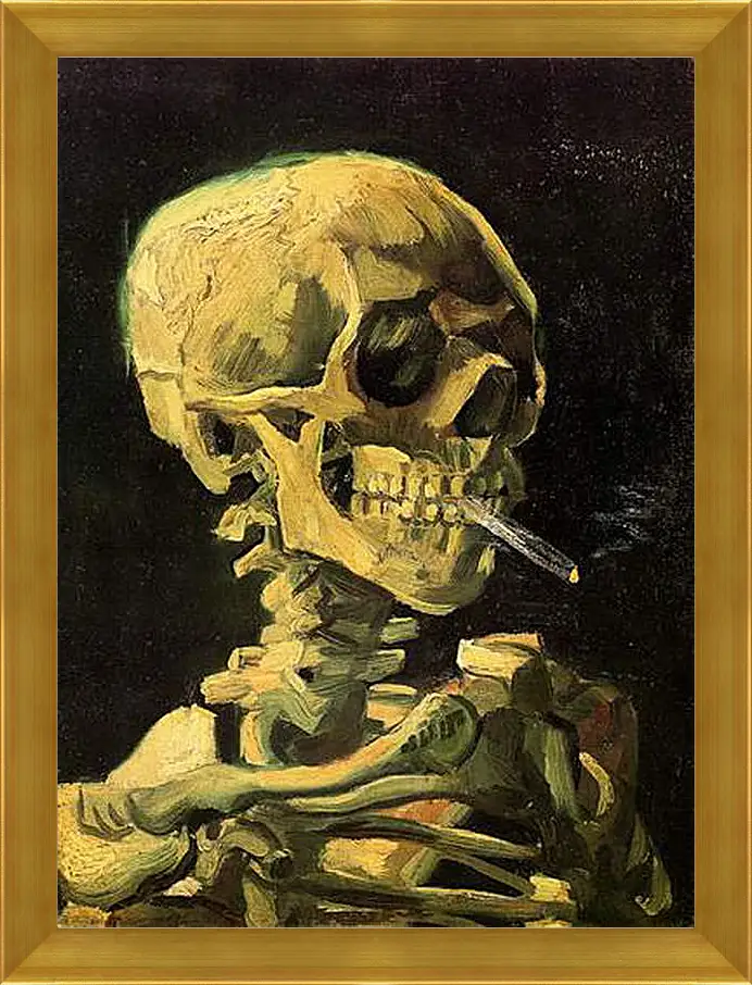 Картина в раме - Skull with Burning Cigarette. Винсент Ван Гог