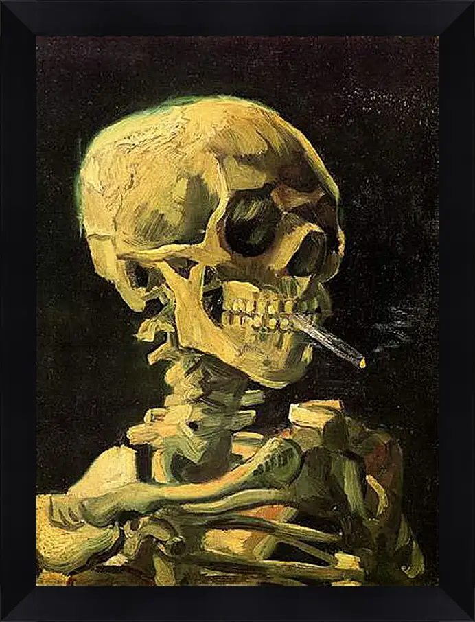 Картина в раме - Skull with Burning Cigarette. Винсент Ван Гог