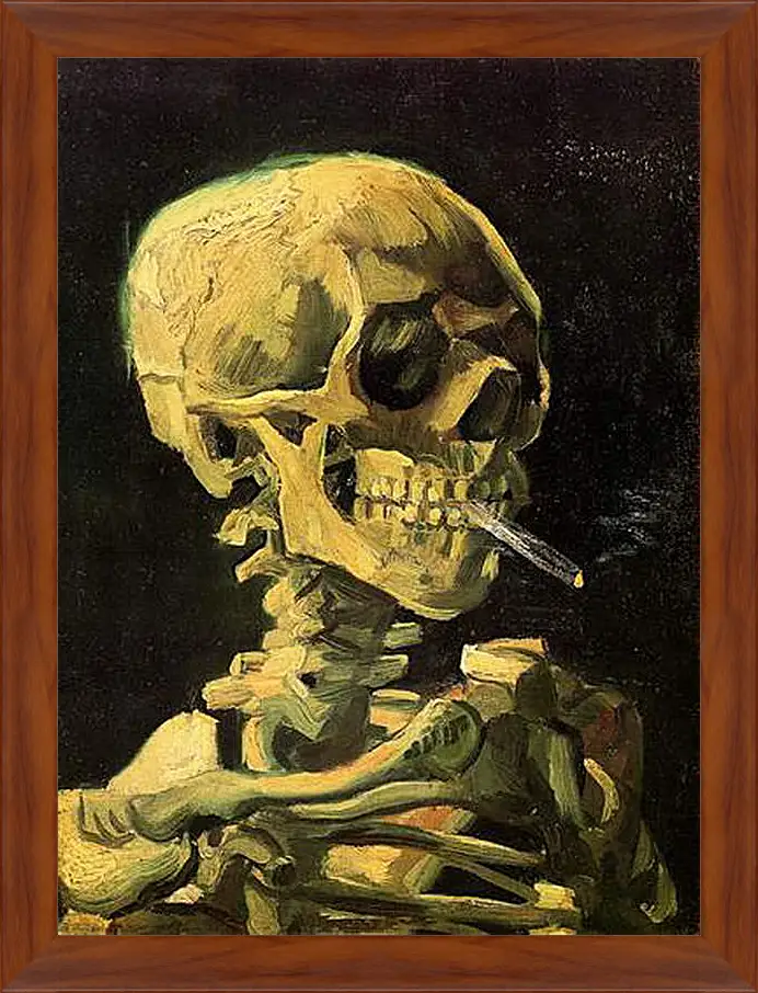 Картина в раме - Skull with Burning Cigarette. Винсент Ван Гог