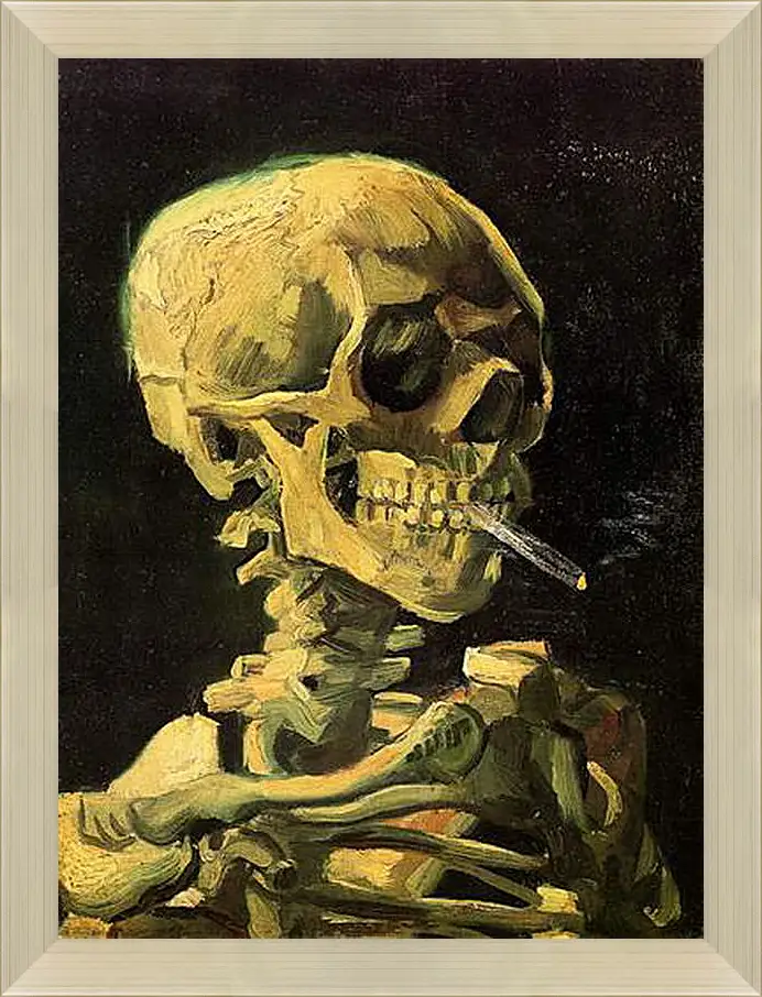 Картина в раме - Skull with Burning Cigarette. Винсент Ван Гог