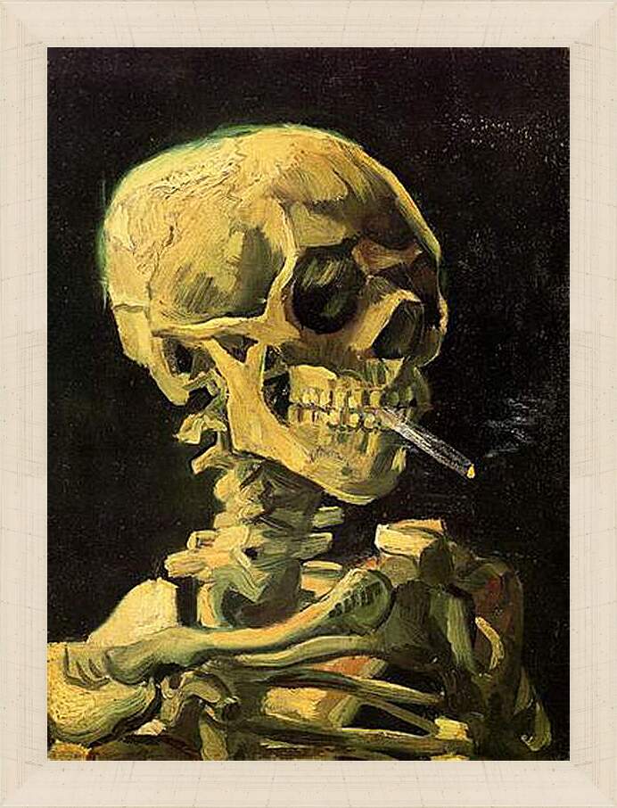 Картина в раме - Skull with Burning Cigarette. Винсент Ван Гог