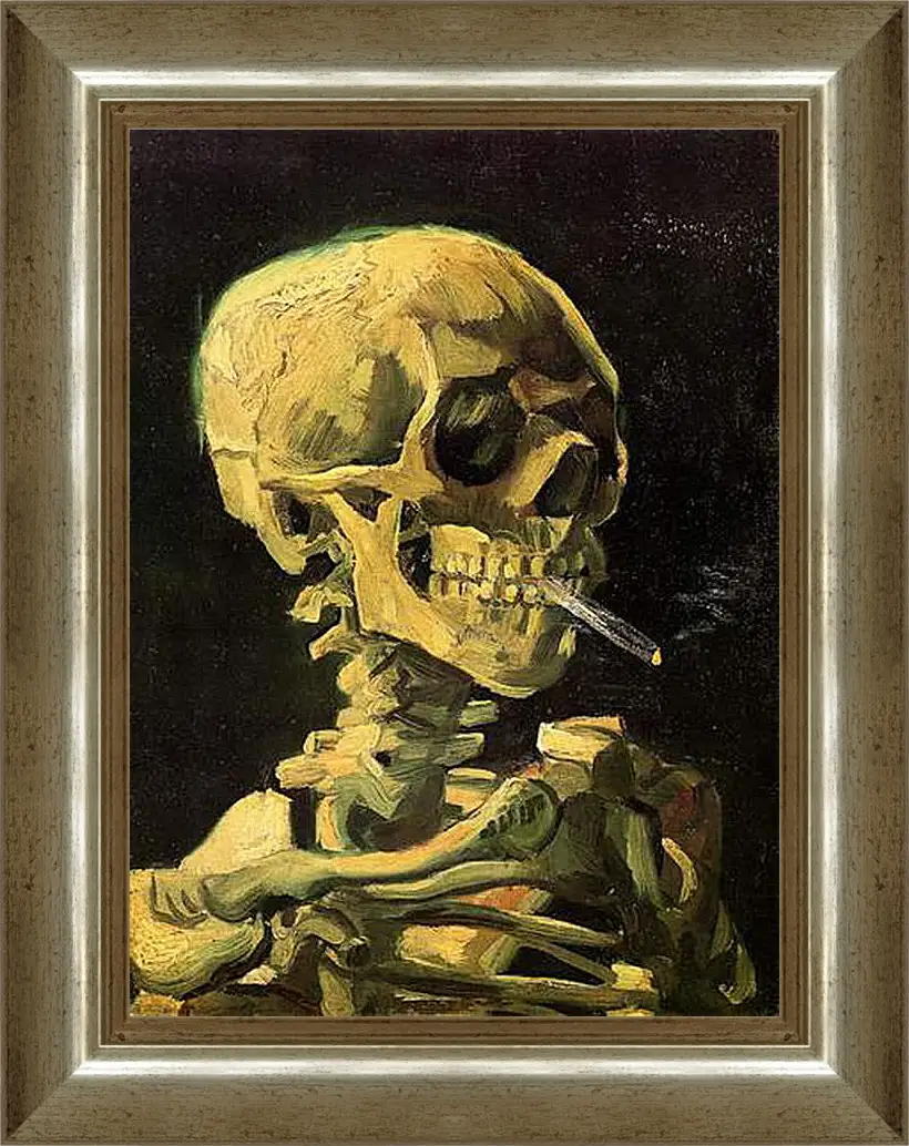 Картина в раме - Skull with Burning Cigarette. Винсент Ван Гог