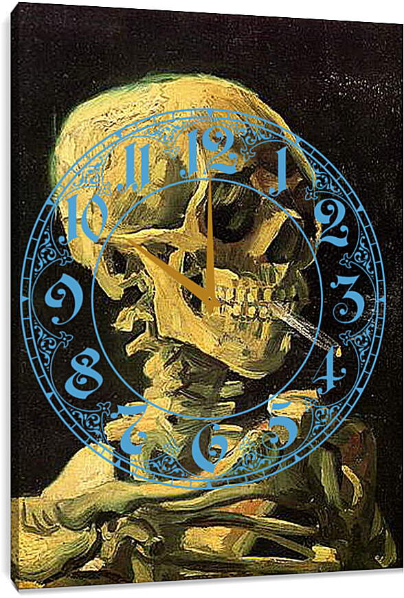 Часы картина - Skull with Burning Cigarette. Винсент Ван Гог