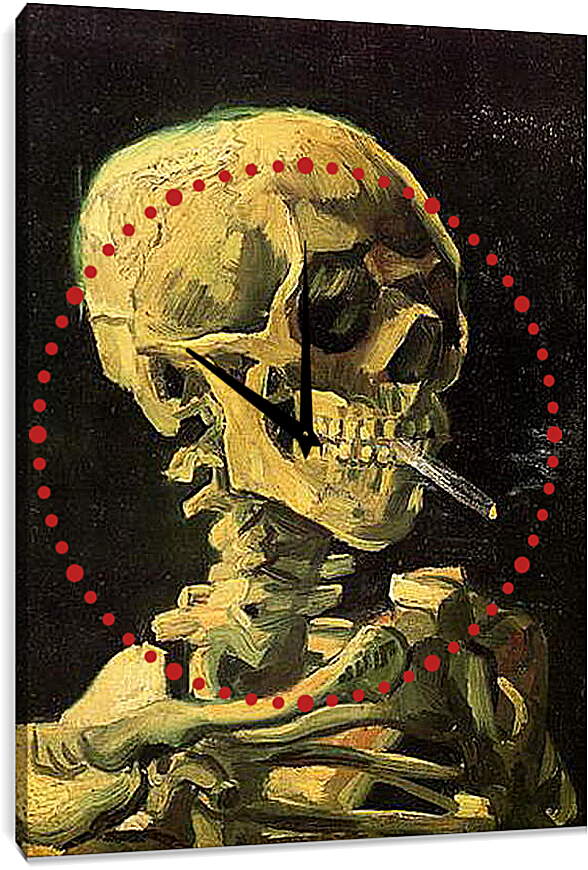 Часы картина - Skull with Burning Cigarette. Винсент Ван Гог