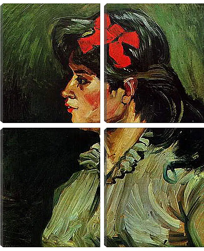 Модульная картина - Portrait of a Woman with Red Ribbon. Винсент Ван Гог