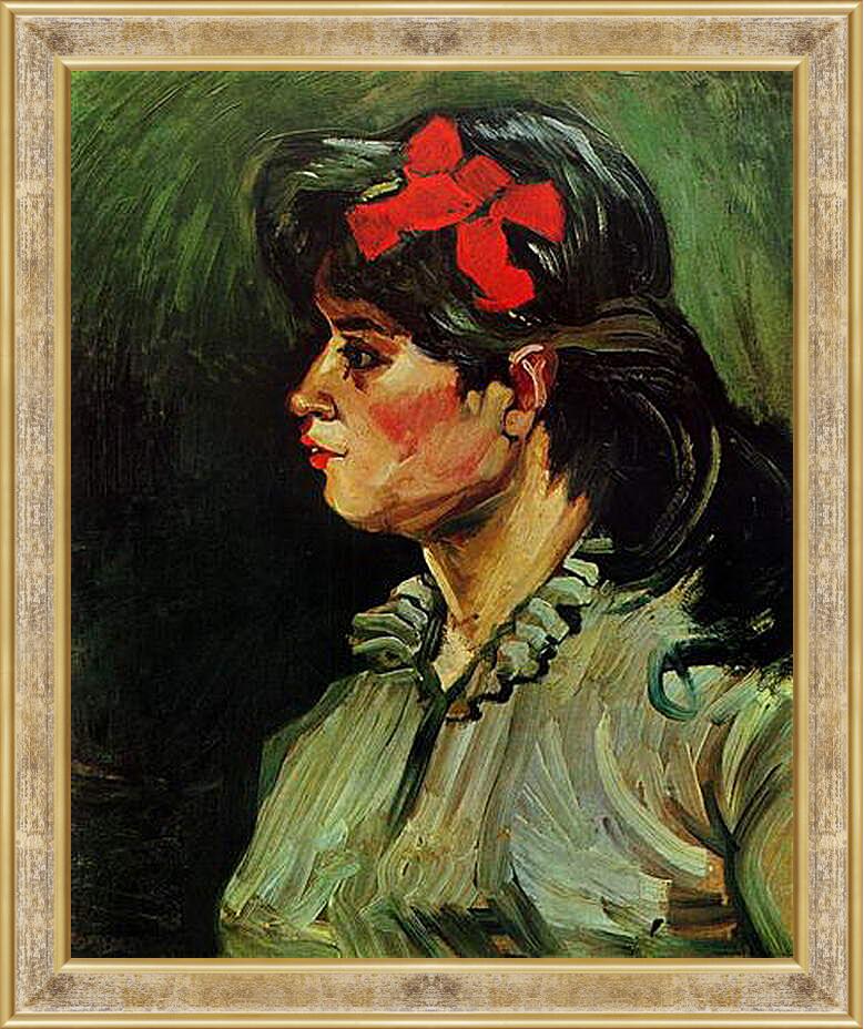 Картина в раме - Portrait of a Woman with Red Ribbon. Винсент Ван Гог
