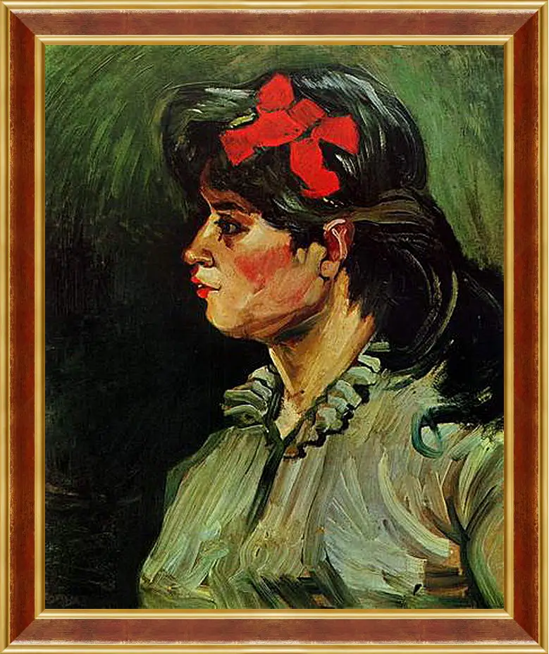 Картина в раме - Portrait of a Woman with Red Ribbon. Винсент Ван Гог