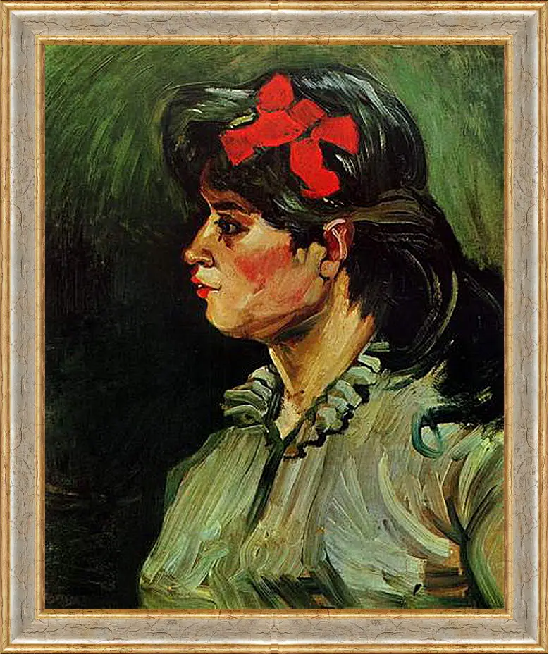 Картина в раме - Portrait of a Woman with Red Ribbon. Винсент Ван Гог