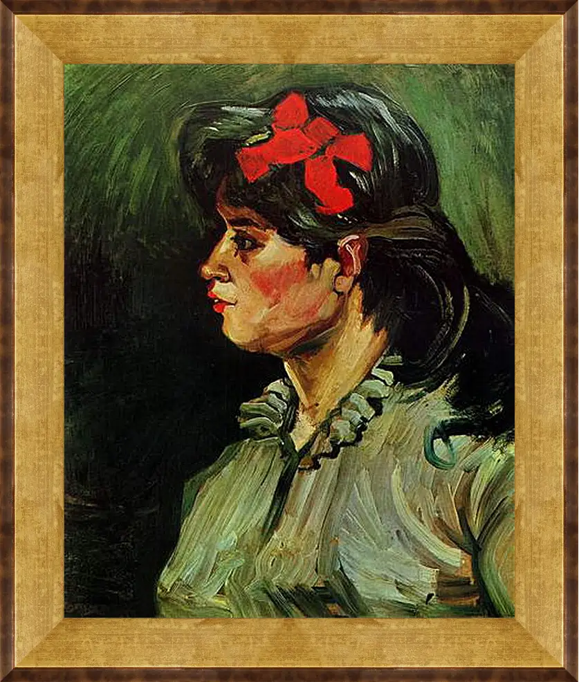 Картина в раме - Portrait of a Woman with Red Ribbon. Винсент Ван Гог