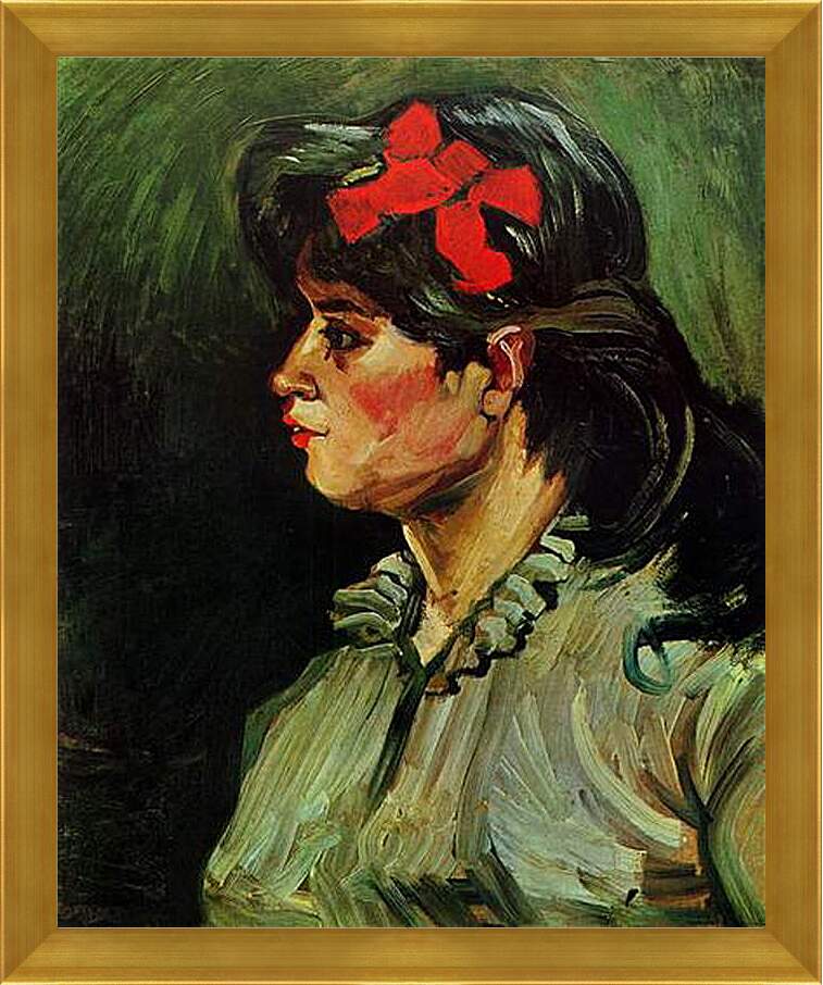 Картина в раме - Portrait of a Woman with Red Ribbon. Винсент Ван Гог