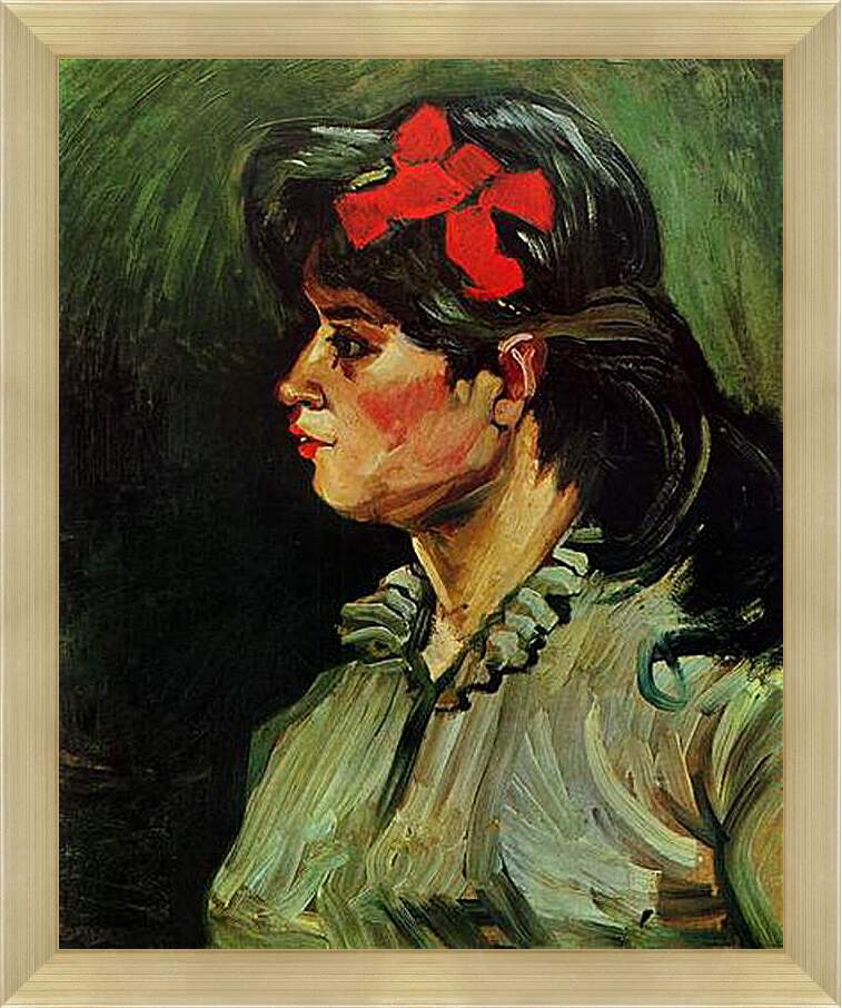 Картина в раме - Portrait of a Woman with Red Ribbon. Винсент Ван Гог