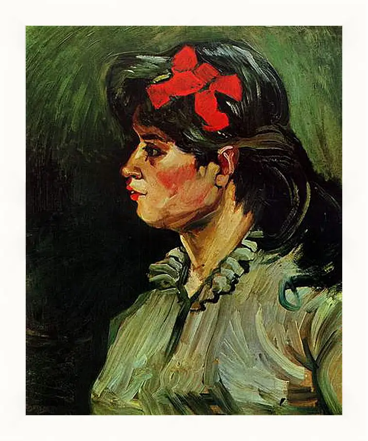 Картина в раме - Portrait of a Woman with Red Ribbon. Винсент Ван Гог