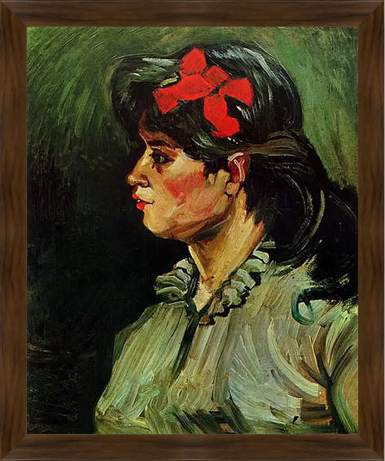 Картина в раме - Portrait of a Woman with Red Ribbon. Винсент Ван Гог