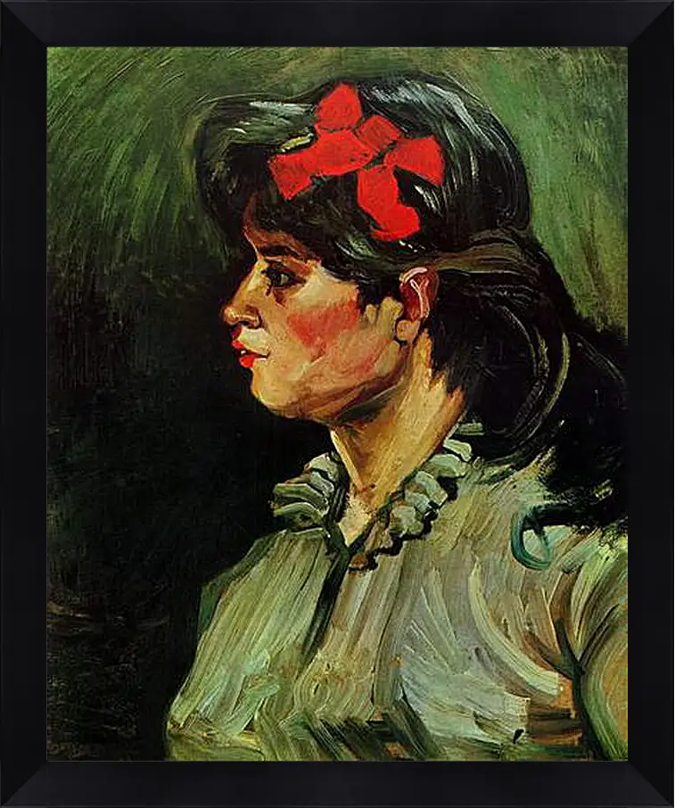 Картина в раме - Portrait of a Woman with Red Ribbon. Винсент Ван Гог