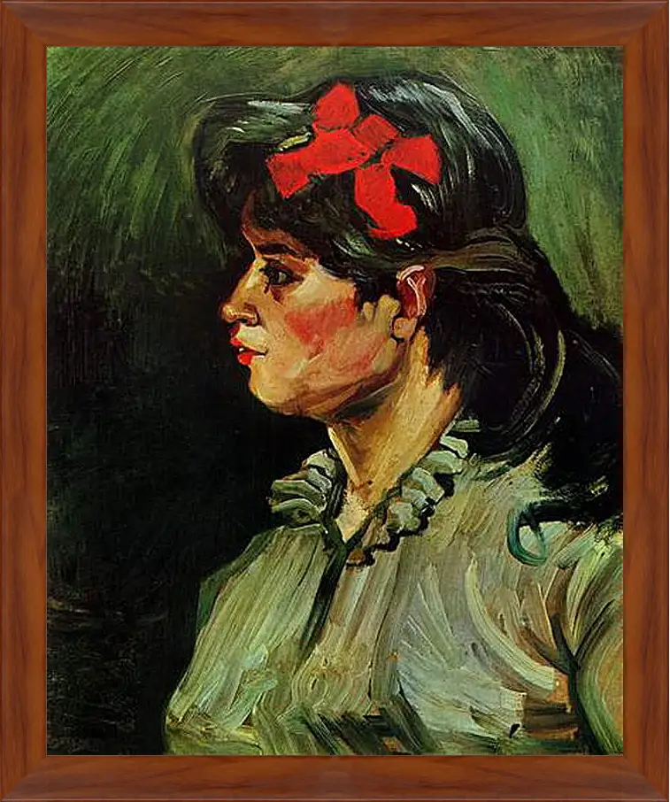 Картина в раме - Portrait of a Woman with Red Ribbon. Винсент Ван Гог