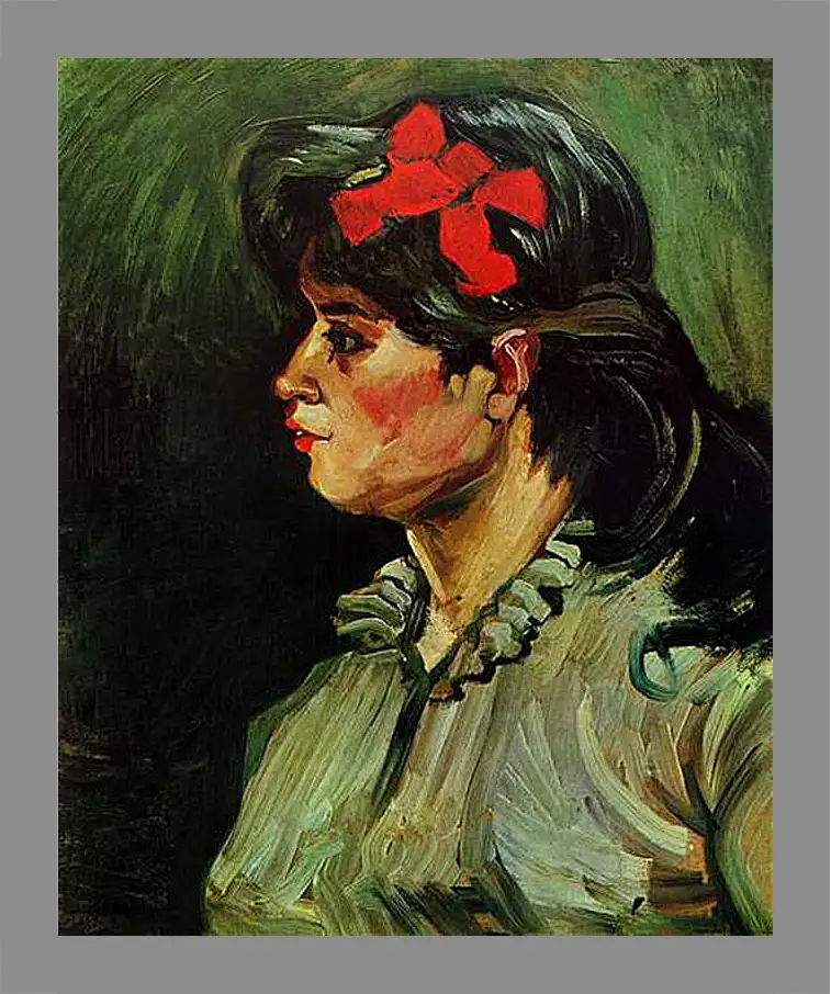 Картина в раме - Portrait of a Woman with Red Ribbon. Винсент Ван Гог