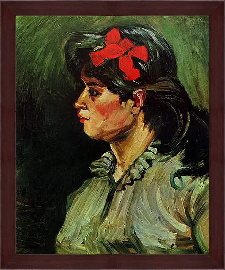 Картина в раме - Portrait of a Woman with Red Ribbon. Винсент Ван Гог