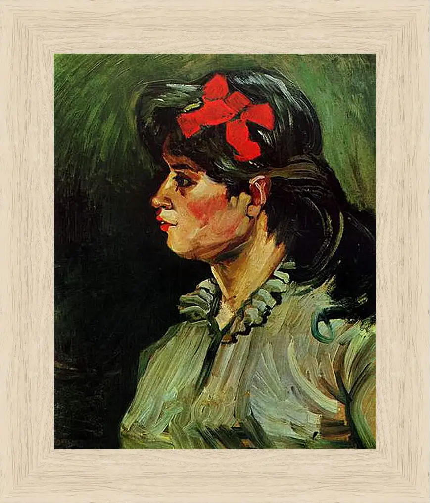 Картина в раме - Portrait of a Woman with Red Ribbon. Винсент Ван Гог