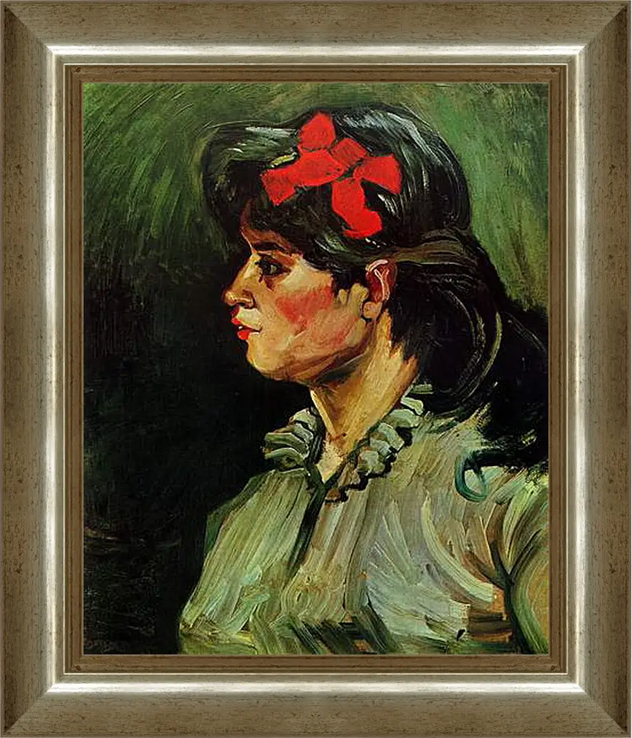 Картина в раме - Portrait of a Woman with Red Ribbon. Винсент Ван Гог