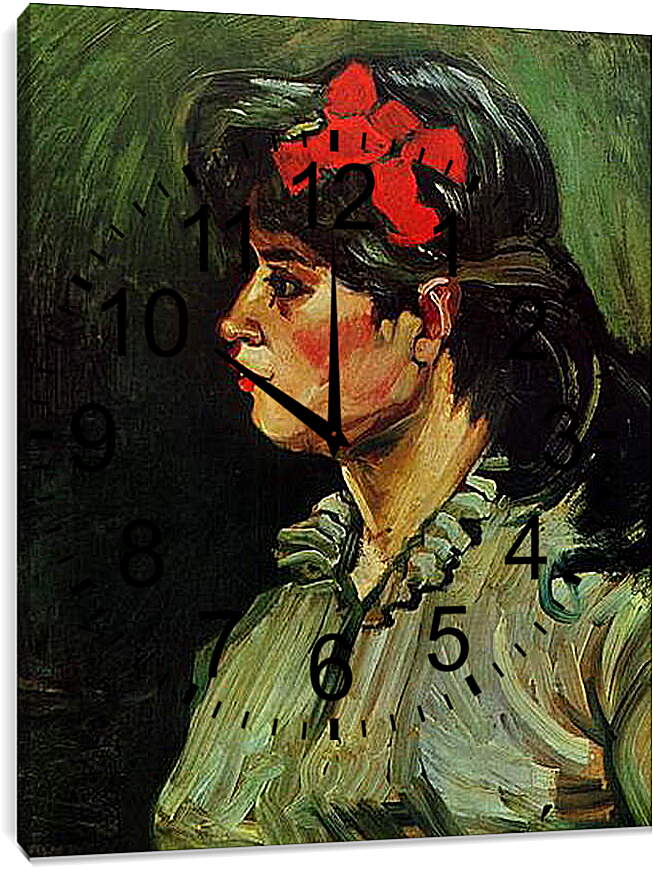 Часы картина - Portrait of a Woman with Red Ribbon. Винсент Ван Гог
