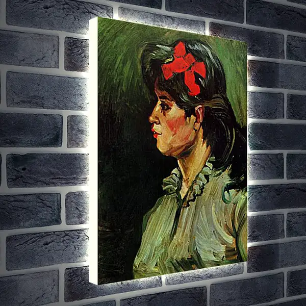 Лайтбокс световая панель - Portrait of a Woman with Red Ribbon. Винсент Ван Гог