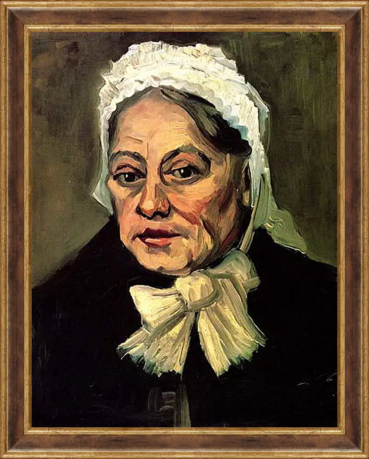 Картина в раме - Head of an Old Woman with White Cap The Midwife. Винсент Ван Гог