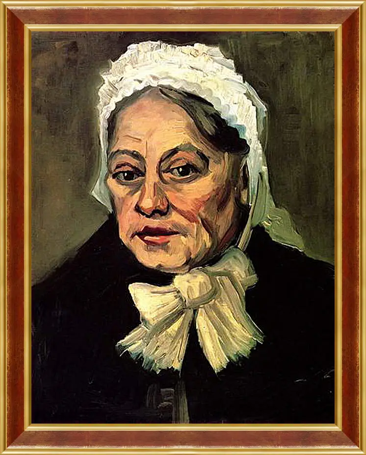 Картина в раме - Head of an Old Woman with White Cap The Midwife. Винсент Ван Гог