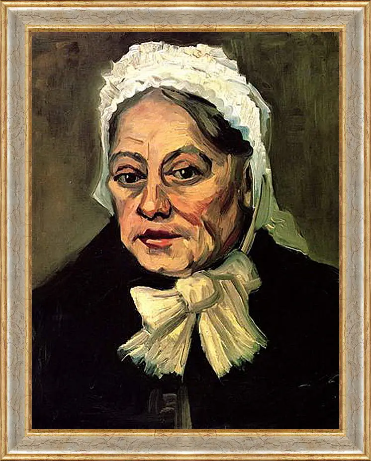 Картина в раме - Head of an Old Woman with White Cap The Midwife. Винсент Ван Гог