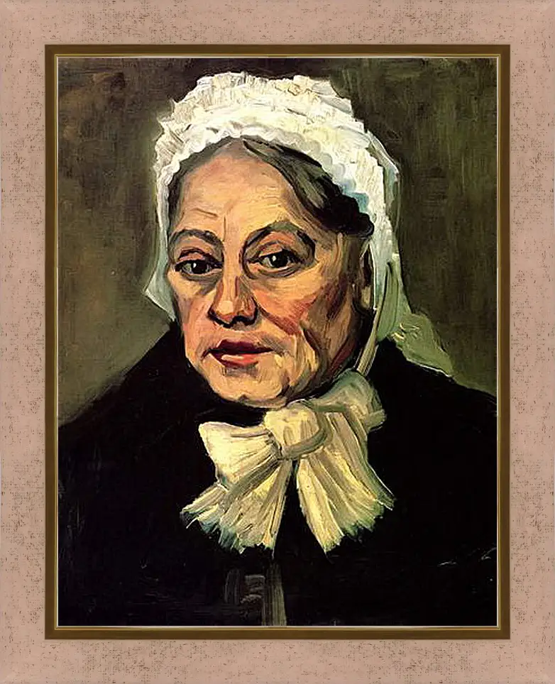 Картина в раме - Head of an Old Woman with White Cap The Midwife. Винсент Ван Гог