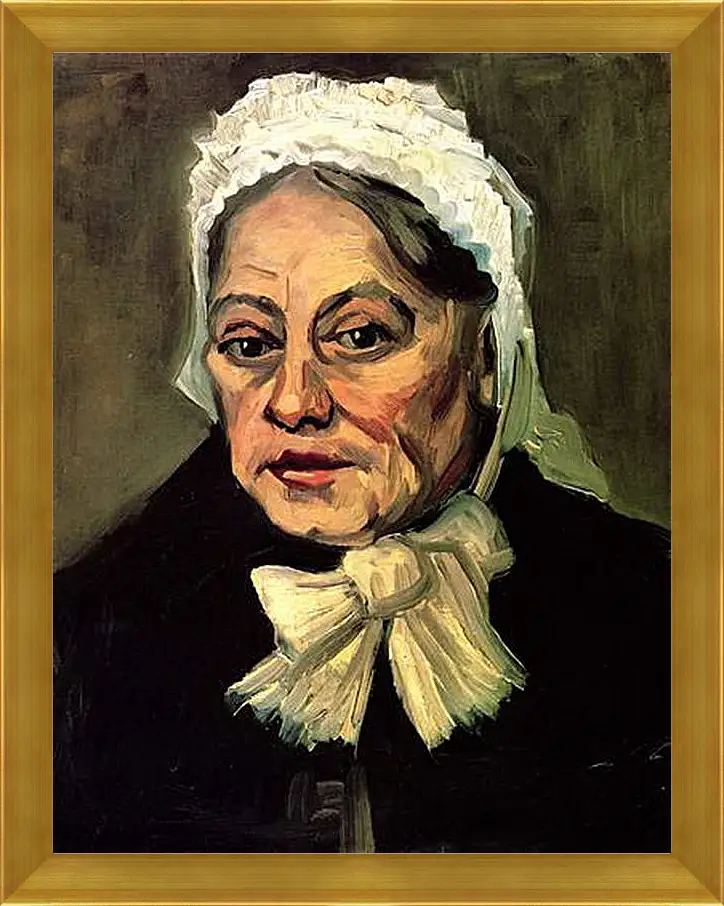 Картина в раме - Head of an Old Woman with White Cap The Midwife. Винсент Ван Гог