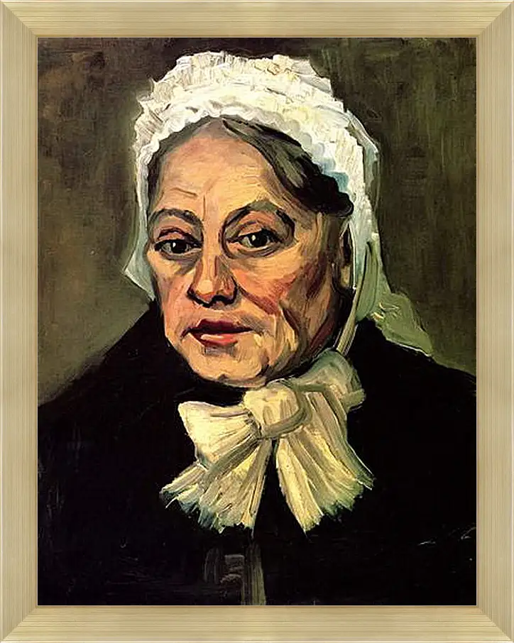 Картина в раме - Head of an Old Woman with White Cap The Midwife. Винсент Ван Гог