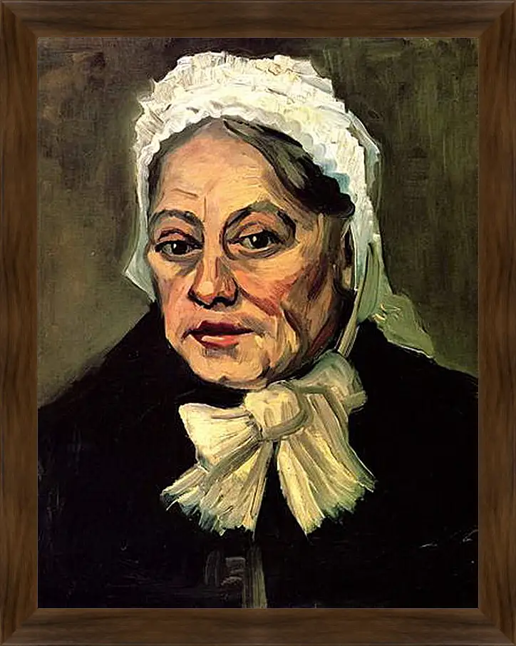 Картина в раме - Head of an Old Woman with White Cap The Midwife. Винсент Ван Гог