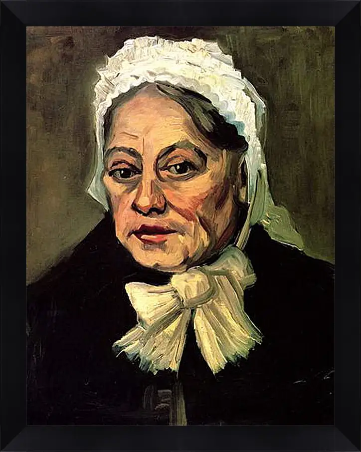 Картина в раме - Head of an Old Woman with White Cap The Midwife. Винсент Ван Гог