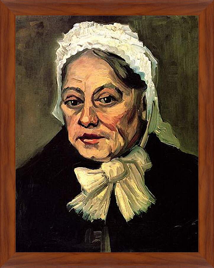 Картина в раме - Head of an Old Woman with White Cap The Midwife. Винсент Ван Гог