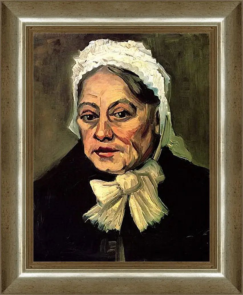 Картина в раме - Head of an Old Woman with White Cap The Midwife. Винсент Ван Гог