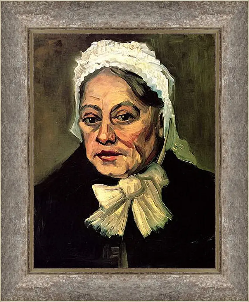 Картина в раме - Head of an Old Woman with White Cap The Midwife. Винсент Ван Гог