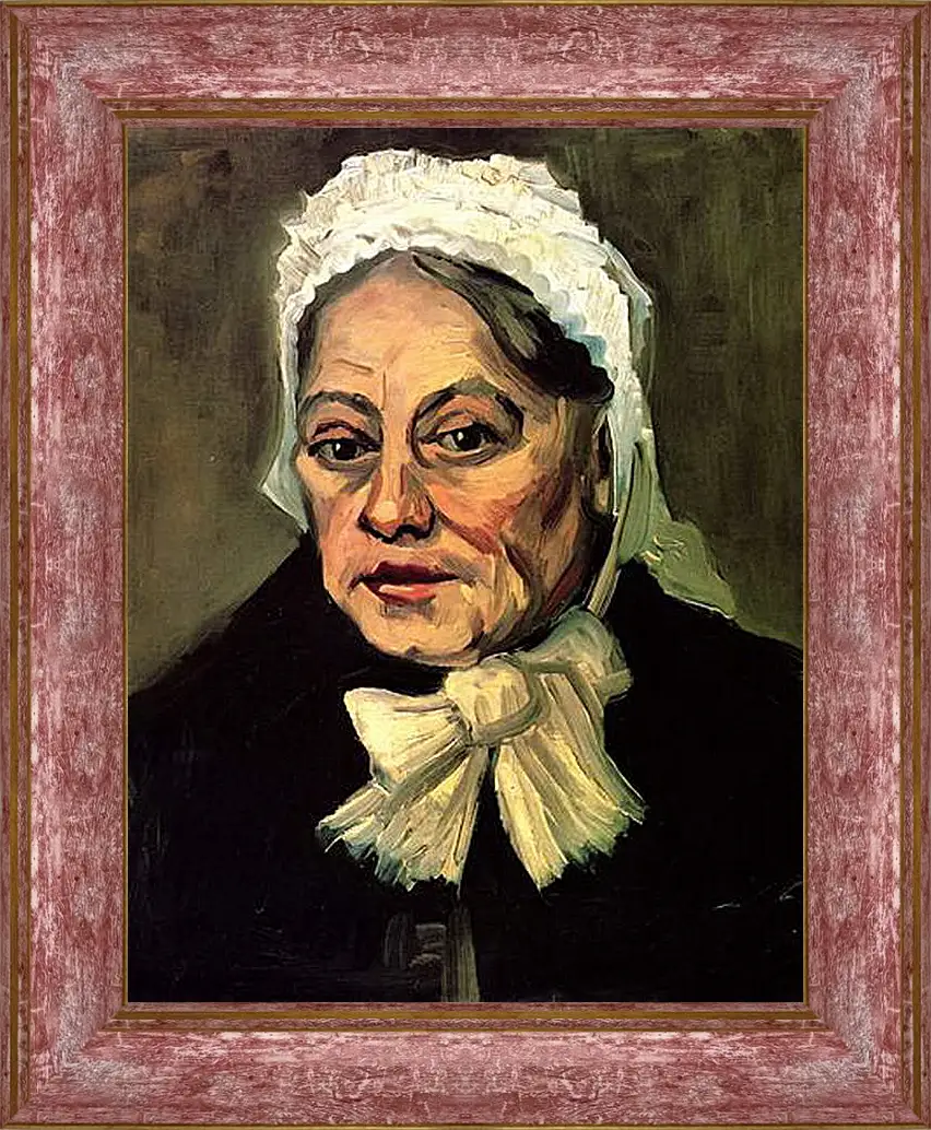 Картина в раме - Head of an Old Woman with White Cap The Midwife. Винсент Ван Гог