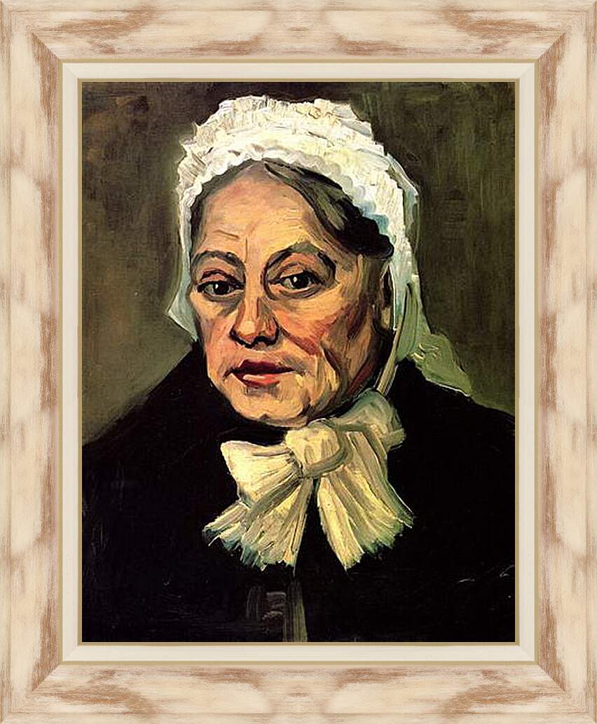 Картина в раме - Head of an Old Woman with White Cap The Midwife. Винсент Ван Гог