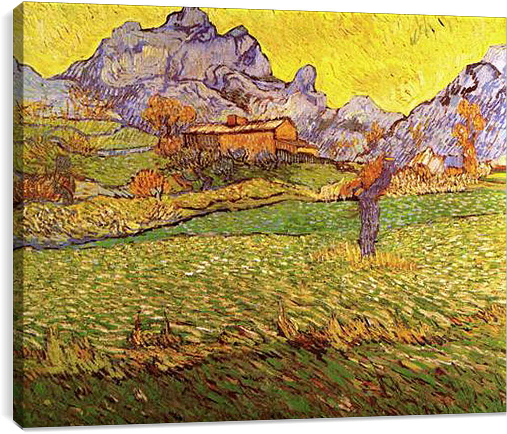 Постер и плакат - A Meadow in the Mountains Le Mas de Saint-Paul. Винсент Ван Гог