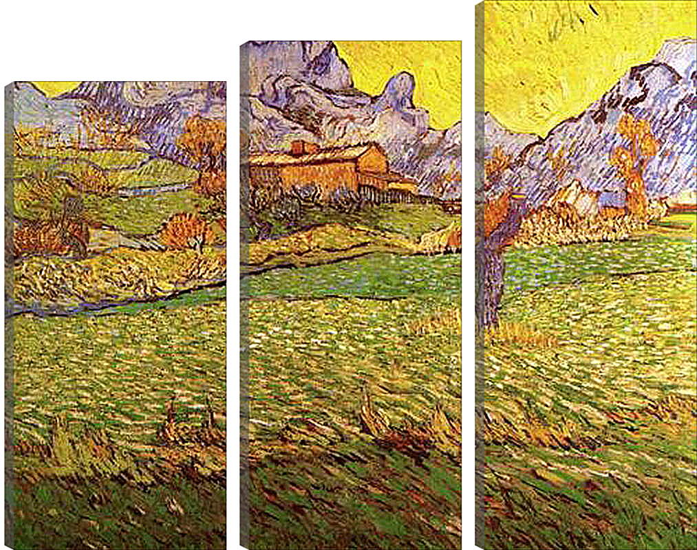 Модульная картина - A Meadow in the Mountains Le Mas de Saint-Paul. Винсент Ван Гог