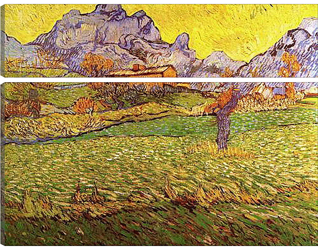 Модульная картина - A Meadow in the Mountains Le Mas de Saint-Paul. Винсент Ван Гог